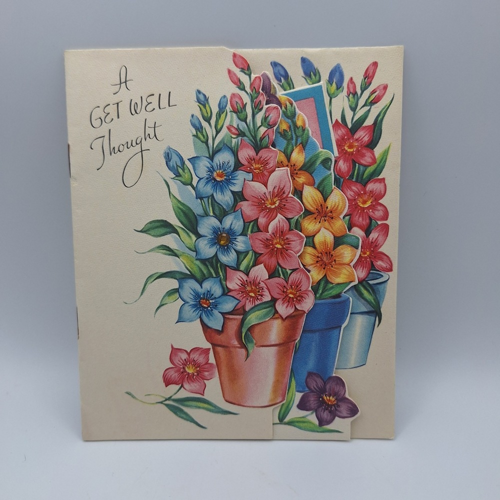 Vintage The Daline Get Well Thought Pop Up Floral Card‎